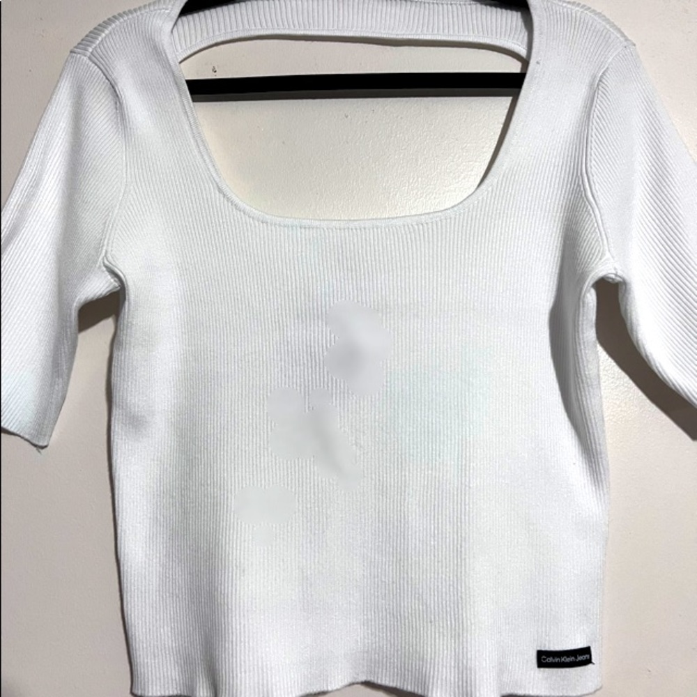 Calvin Klein Jeans White short sleeve ribbed sweater